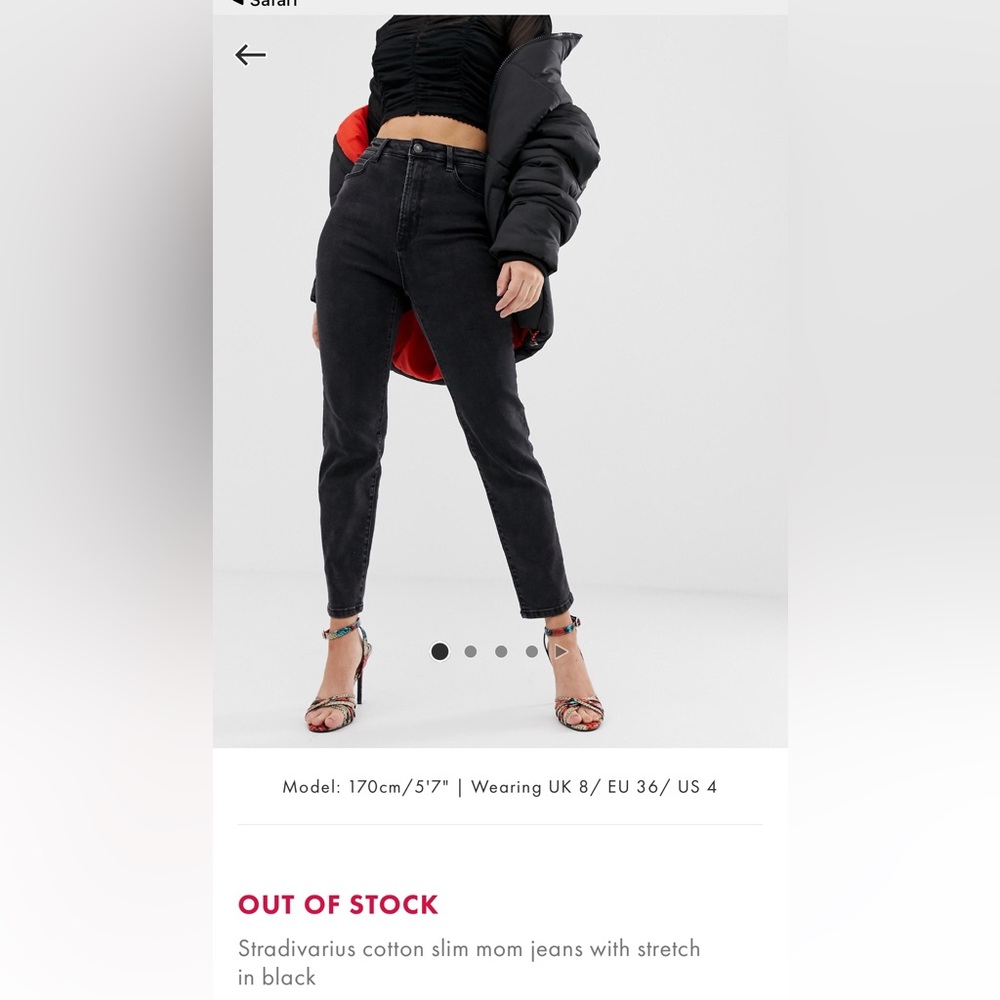 stradivarius Black Slim Mom Jeans